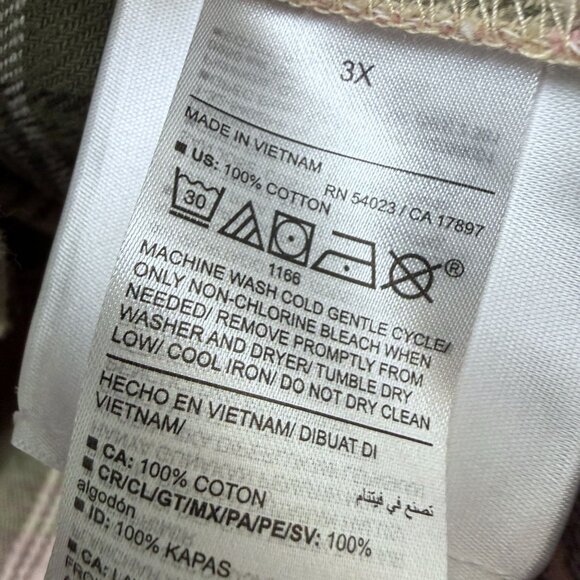 OLD NAVY Boyfriend Flannel Shirt Womens Plus Size 3X Green Plaid Button Down - Picture 8 of 8